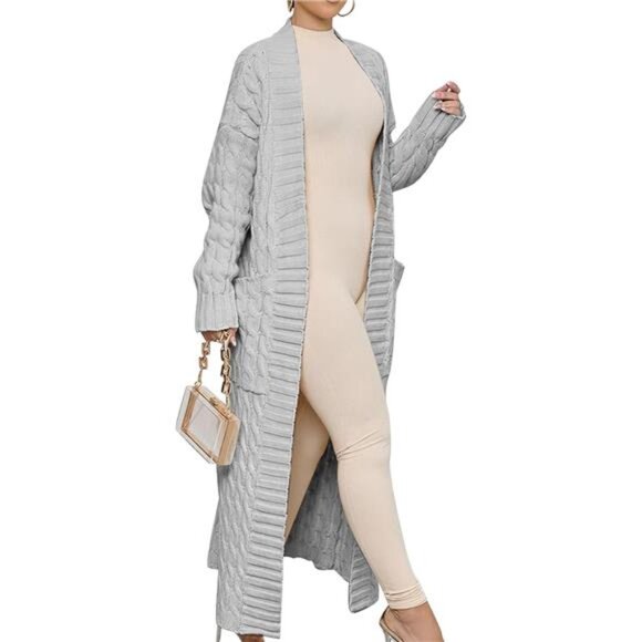Womens Long Cardigan Sweaters Trendy Grey - Picture 3 of 5